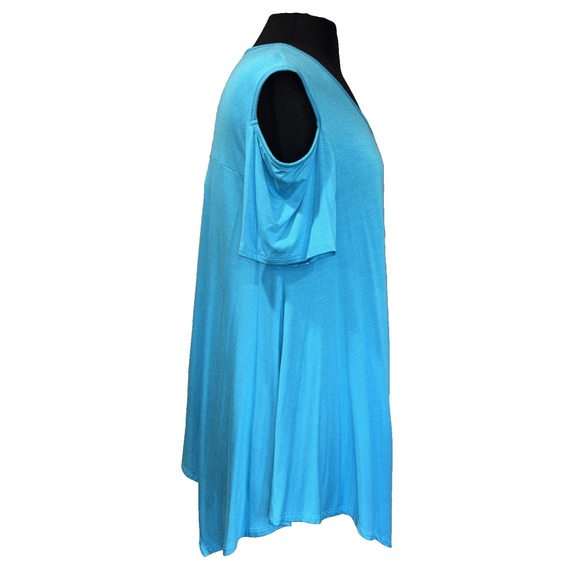 EllumiNation Cold Shoulder Swing Tunic Dress Top‎ Women's Plus Size 1X Turqouise - Picture 2 of 10